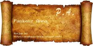 Paskesz Anna névjegykártya